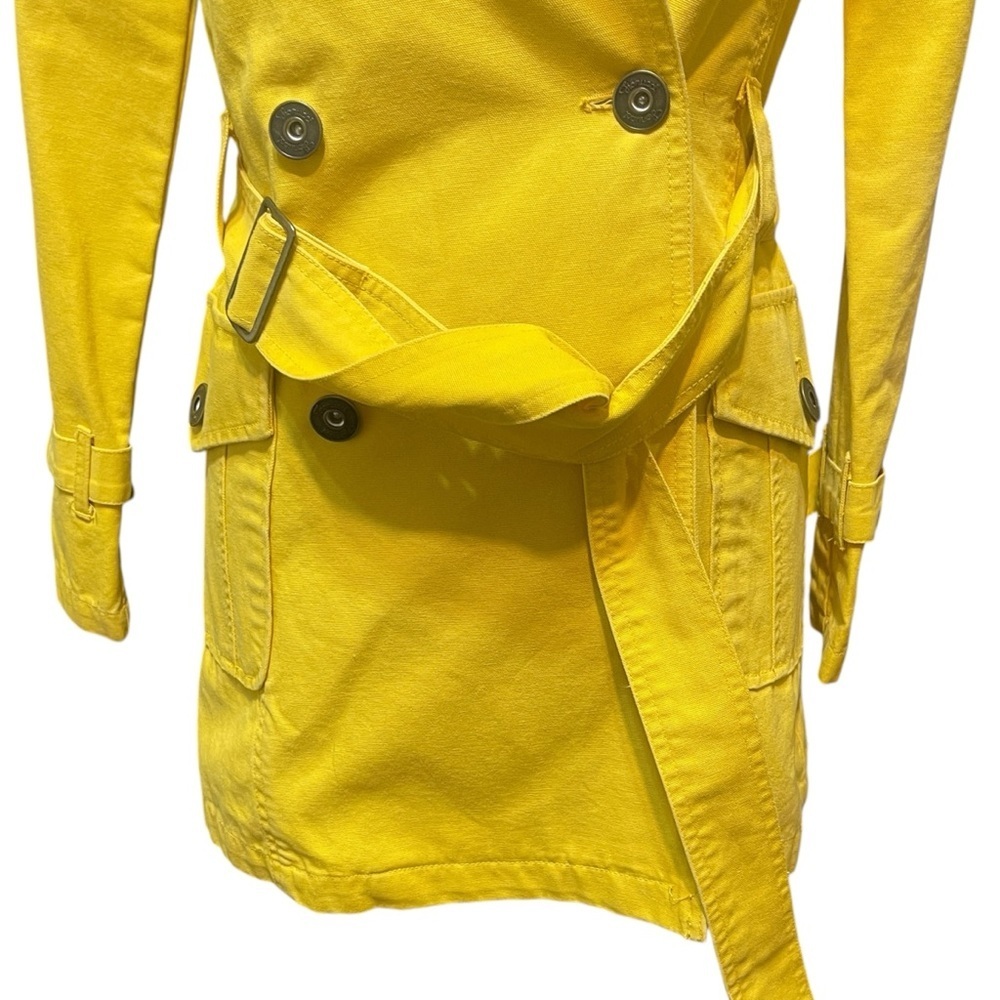Fiorucci Bright Yellow Double Breasted Transitional Spring Trench Dopamine Coat - Picture 9 of 16